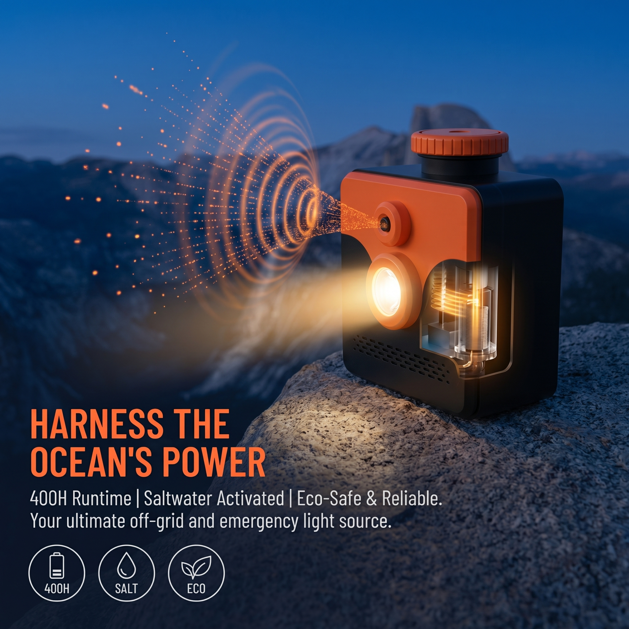 Hopen Salt Water Powered LED Emergency Lantern – Battery-Free Portable Camping Lamp