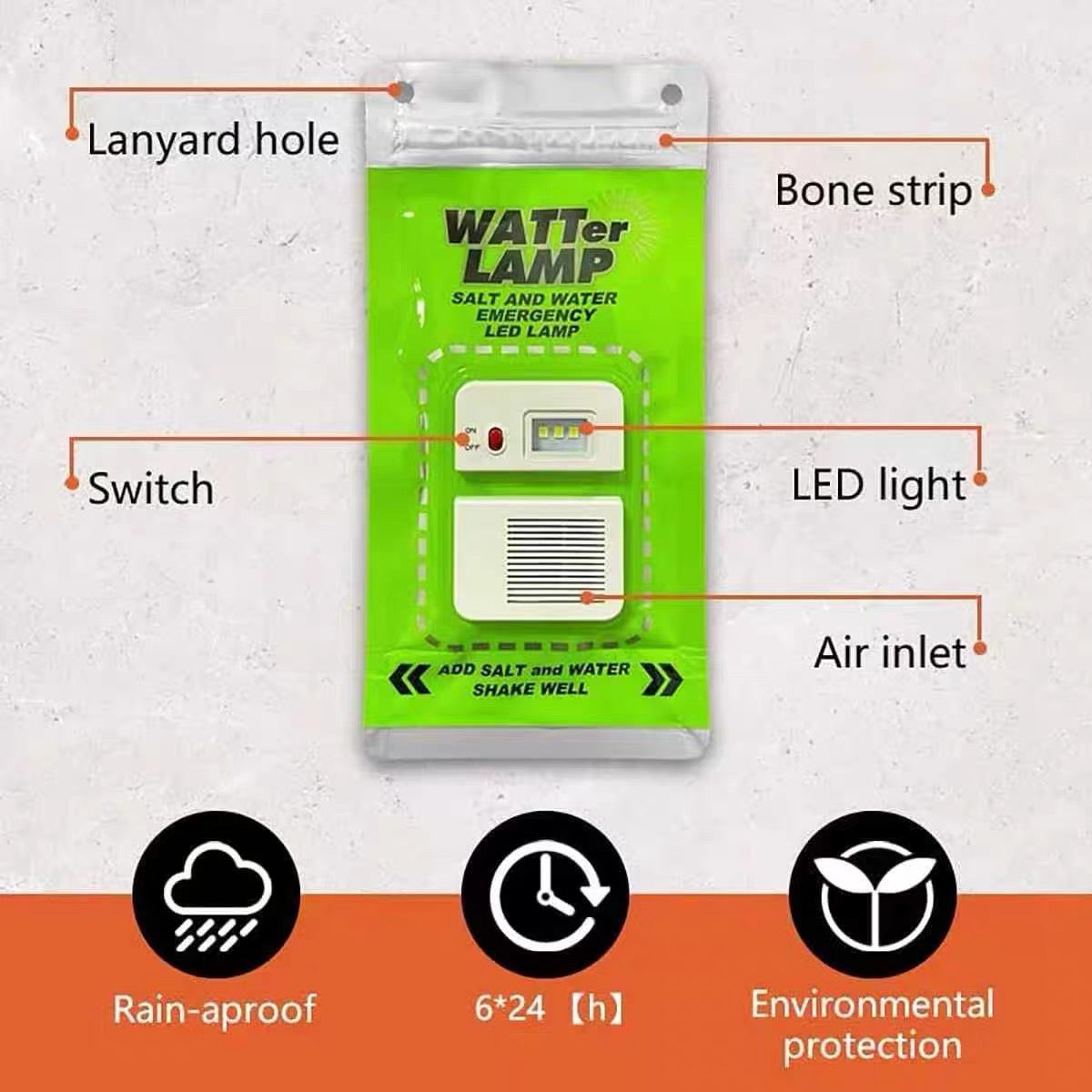Hopen Hydro Saltwater Powered Emergency Pouch Lantern – Water-Activated Flexible Survival Light Bag for Camping, Off-Grid – Battery-Free